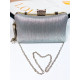 Dámská elegantní společenská kabelka s řemínkem - stříbrná