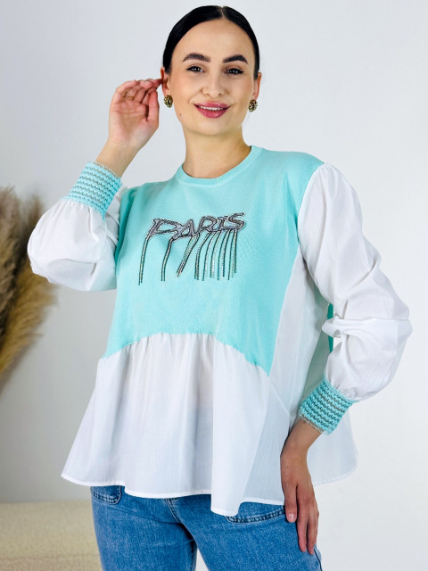 Dámský tyrkysový svetřík - košile PARIS