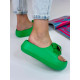 Dámské zelené gumové pantofle na platformě s mašlí
