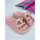 Dámské růžové pryžové pantofle na platformě s mašlí