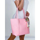 Dámská velká kabelka s řemínkem a mašlí - světle růžová