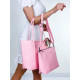 Dámská velká kabelka s řemínkem a mašlí - světle růžová