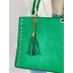 Dámská zelená kabelka s řemínkem a střapcem