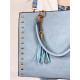 Dámská modrá kabelka s řemínkem a střapcem