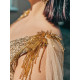 Dámské luxusní třpytivé společenské šaty s vázáním - zlaté