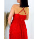 Dámské společenské šaty s flitry a rozparkem pro moletky - červené