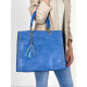 Dámská velká kabelka s kapsičkou a cvoky - světle modrá