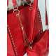 Dámská velká kabelka s kapsičkou a cvoky - červená